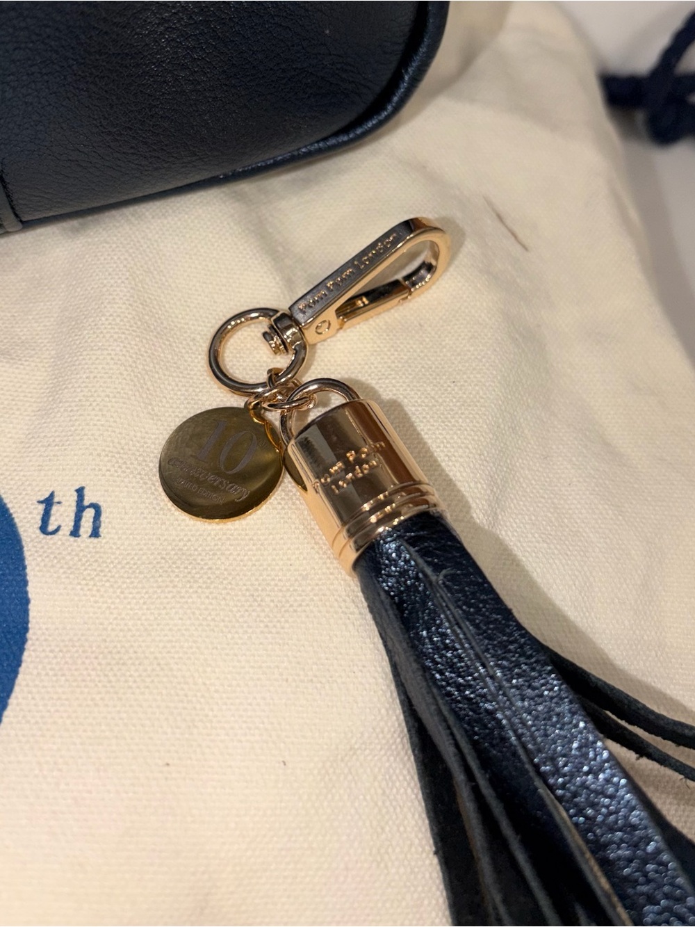 Pom Pom London sapphire blue limited edition 10th anniversary leather City bag - Picture 2 of 6